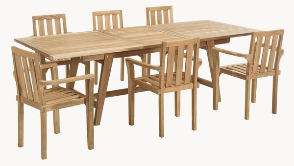 Set da giardino in legno di teak Fun, set da 7