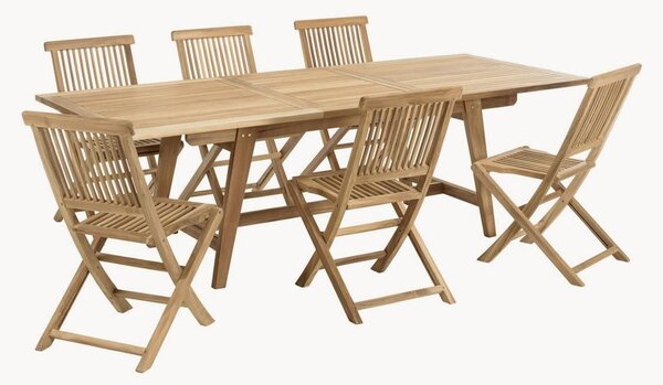 Set da giardino in legno di teak Fun, set da 7