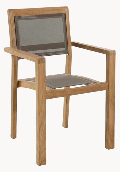 Set di 2 sedie da giardino in legno di teak con braccioli Fun