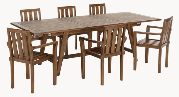 Set da pranzo da giardino in legno di teak Maeva, set da 7