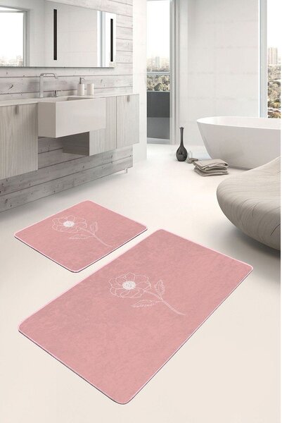 Set di tappetini per il bagno in velluto rosa 2 pz 60x100 cm – Mila Home