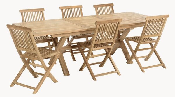 Set da giardino in legno di teak Fun, set da 7