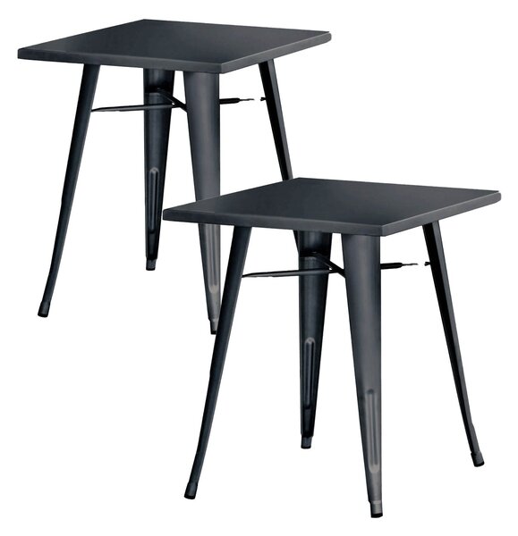 Set 2 Tavoli da Giardino 60x60 cm in Lamiera Galvanizzata Vorghini Piombo