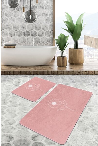 Set di tappetini per il bagno in velluto rosa 2 pz 60x100 cm – Mila Home