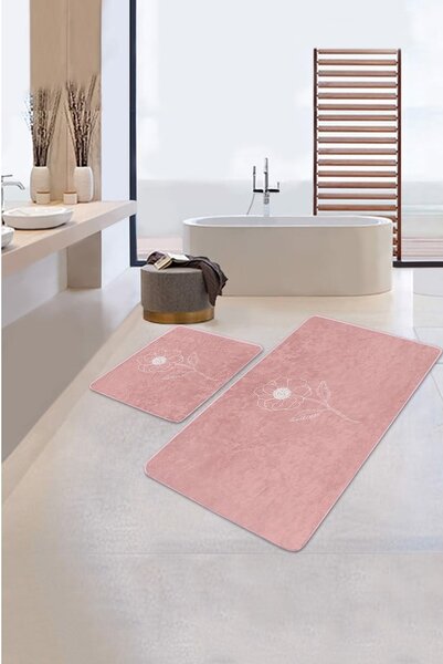 Set di tappetini per il bagno in velluto rosa 2 pz 60x100 cm – Mila Home