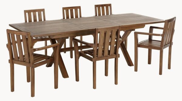 Set da pranzo da giardino in legno di teak Maeva, set da 7