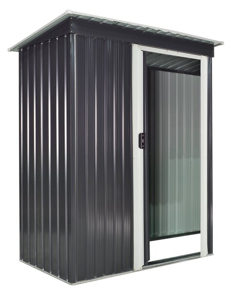 Casetta Box da Giardino in Lamiera per Deposito Attrezzi 163x89x182 cm Nero
