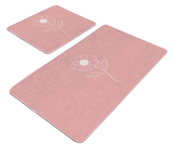 Set di tappetini per il bagno in velluto rosa 2 pz 60x100 cm – Mila Home