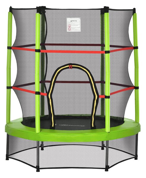 Trampolino Tappeto Elastico per Bambini Ø140x160 cm in Metallo Verde e Nero