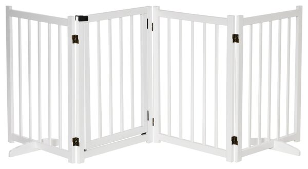 Cancelletto di Sicurezza Pieghevole per Animali Domestici 237,5x36x80 cm in Legno Bianco