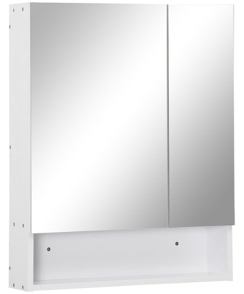 Pensile da Bagno con Specchio 2 Ante 60x15x75 cm in MDF Bianco