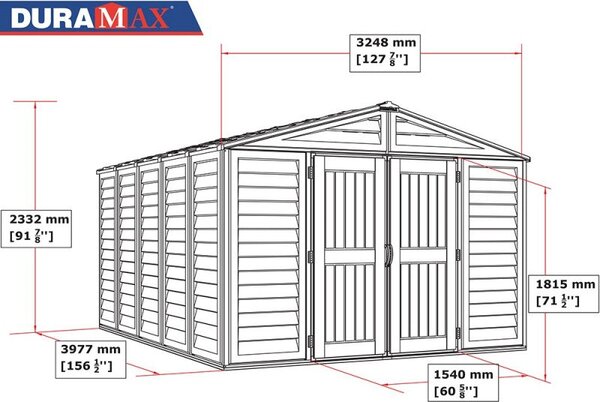 Casetta Box da Giardino 325x398x233 cm in PVC Avorio/Marrone