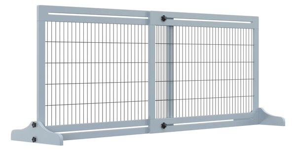 Cancelletto di Sicurezza Estensibile per Animali Domestici 104-183x36x69 cm in Legno e Acciaio Blu