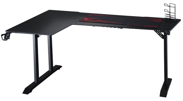 Scrivania da Gaming Angolare 168x109x78 cm in MDF e Metallo Nero