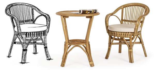 Tavolino da Giardino Ø60x70 cm in Rattan Vienna