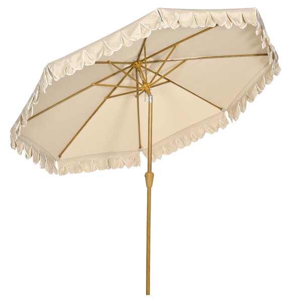 Ombrellone da Giardino Ø265x235,5 cm in Acciaio e Poliestere Cachi