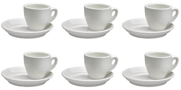 Set 6 Tazzine da Caffè con Piattini in Porcellana Allluminica Kaleidos Aluxina Vesuvio Bianche