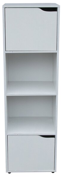 Libreria 2 Ripiani 2 Ante 30x29x120 cm in Legno Bianco
