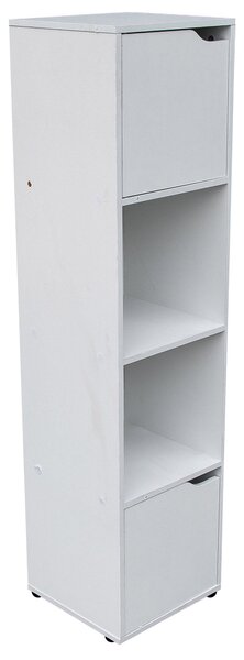 Libreria 2 Ripiani 2 Ante 30x29x120 cm in Legno Bianco
