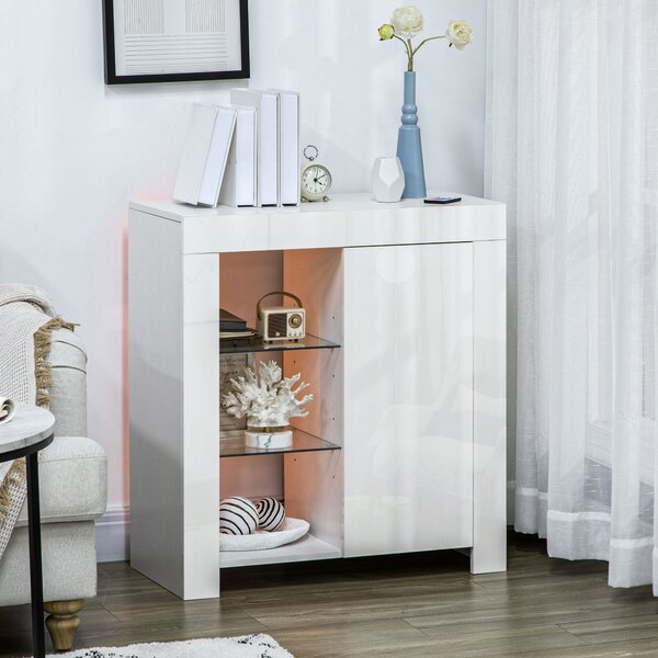 Mobiletto 75x35x82 cm in Truciolato e Metallo Bianco