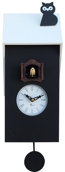 Orologio a Cucù da Parete 17x40x12 cm con Civetta Pirondini Italia Vicenza Nero e Bianco
