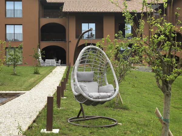 Dondolo Pensile da Giardino 101x101xh200 cm con Cuscini Milton Antracite