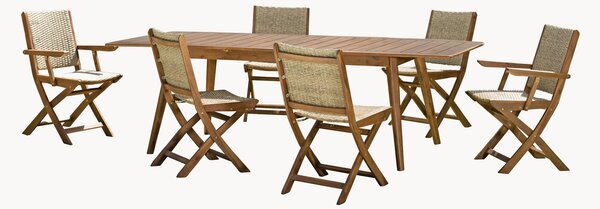 Set da giardino in legno di acacia Vick, set da 7