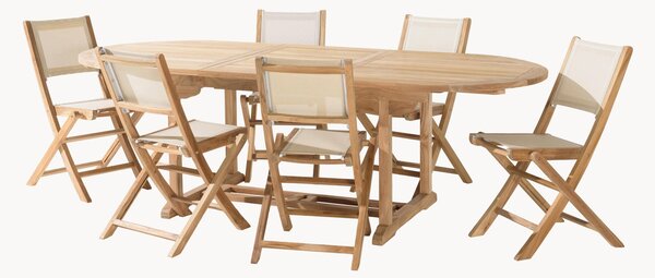 Set da giardino in legno di teak Fun, set da 7