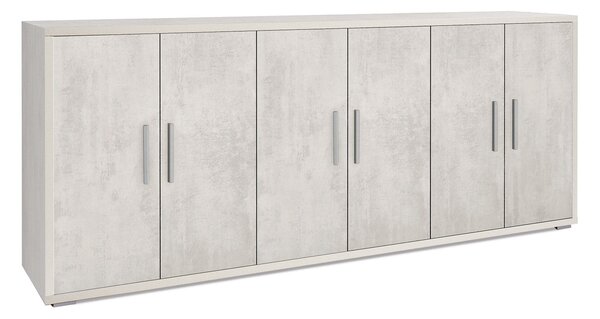 Mobile Basso 6 Ante 203x84x41 cm Ossido Bianco