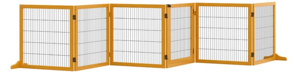 Cancelletto di Sicurezza Pieghevole per Animali Domestici 432x36x70 cm in Legno e Acciaio Giallo