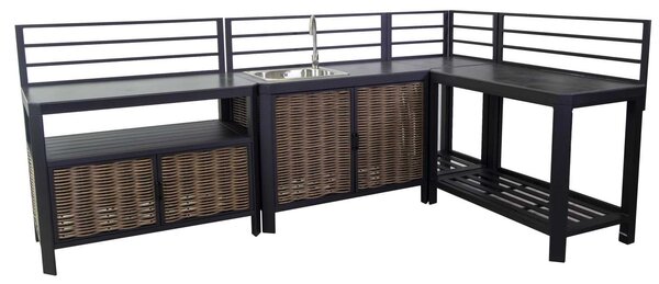 Mobile Bar Angolare da Giardino 296x176xh125 cm in Alluminio Avalon Antracite