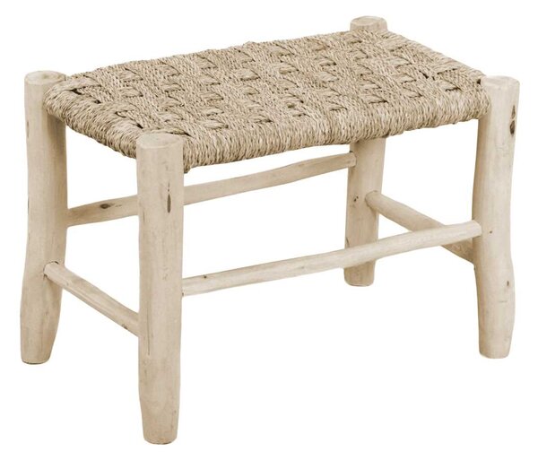 Panchina da Giardino 60x40xh41 cm in Legno Seduta Impagliata Naturale