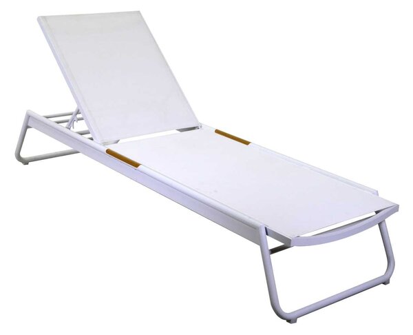 Lettino Prendisole da Giardino 206x68xh32/102 cm in Alluminio Medford Bianco