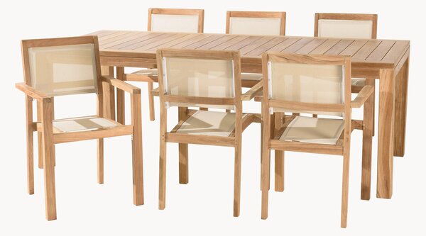Set da giardino in legno di teak Fun, set da 7