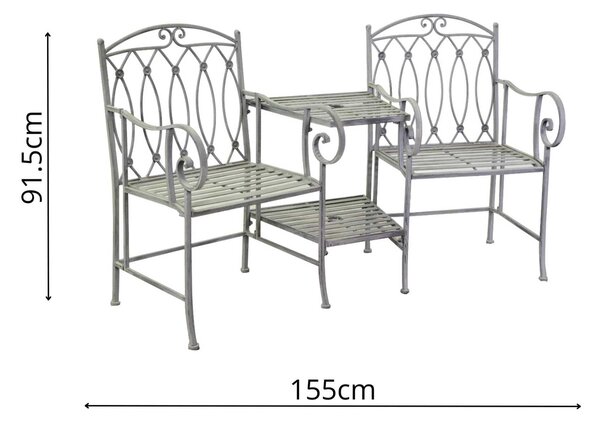Panchina da Giardino 155x68,5xh91,5 cm in Metallo Ragusa Grigio