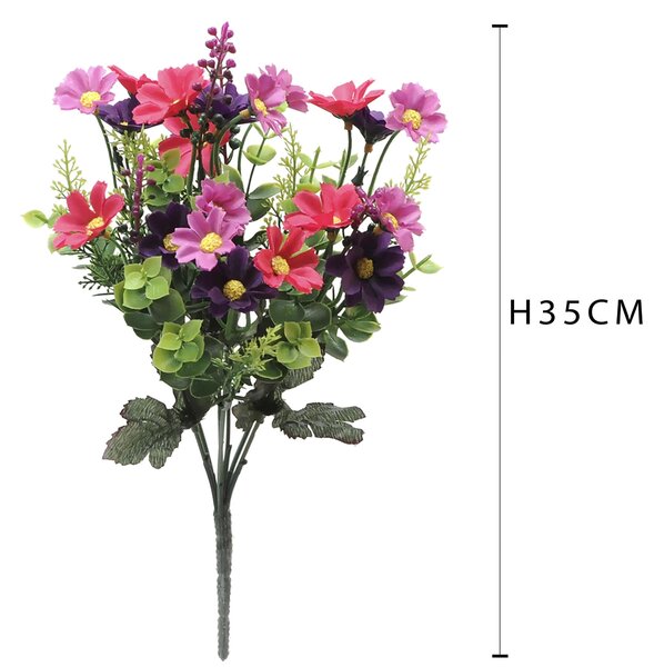 Set 6 Mini Bouquet Artificiali con Margherite Altezza 35 cm Rosa