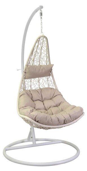 Dondolo Pensile da Giardino 80x69xh200 cm con Cuscini Triton Bianco