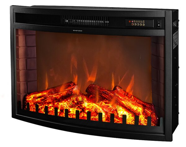 Camino Elettrico da Incasso 50,6x71,1x20,4 cm Effetto Fiamma 1500W Zakinthos Nero
