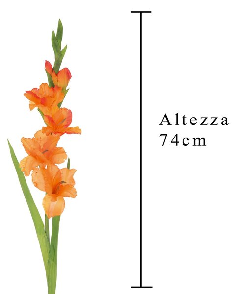 Set 8 Fiori Artificiali di Gladiolo Mini Altezza 74 cm Arancio