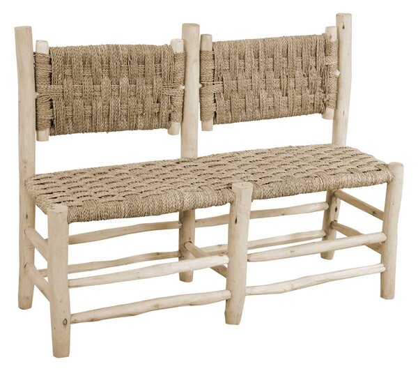 Panchina da Giardino 110x40xh84 cm in Legno Seduta Impagliata Naturale