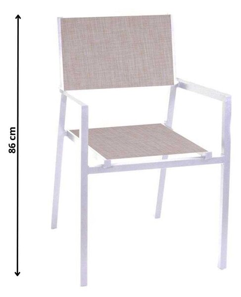 Sedia da Giardino 55x56xh86 cm in Alluminio e Texilene Cleveland Bianco