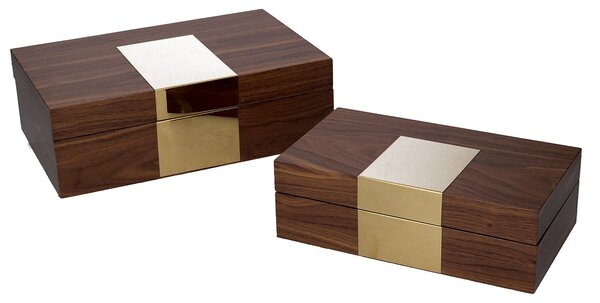 Set 2 Scatole in Legno marrone rettangolare