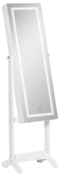 Specchio da Terra Armadio Portagioie 46x36.5x151.5 cm con Luce LED Bianco