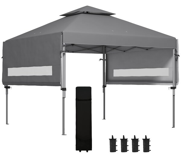 Outsunny Gazebo pop-up giardino Pieghevole 5 x 3 m, tessuto oxford con 2 pareti regolabili, sacca trasporto con ruote inclusa