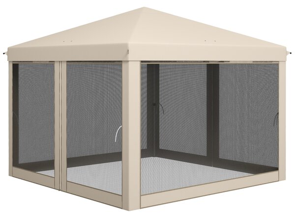 Outsunny Gazebo Barnum Pieghevole Pop-up impermeabilizzato Stile Coloniale 3L x 3l x 2,65H m 4 zanzariere + Sacca per il Trasporto