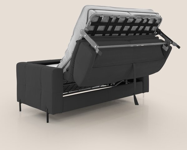 Ortensia divano letto materasso H18 cm con piedi alti in elegante micr