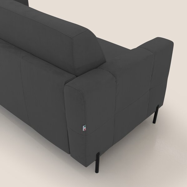 Ortensia divano letto materasso H18 cm con piedi alti in elegante micr