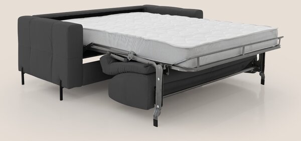 Ortensia divano letto materasso H18 cm con piedi alti in elegante micr