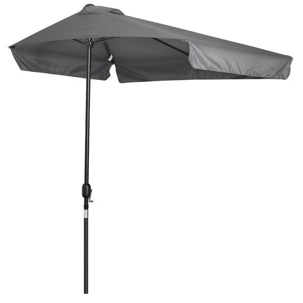 Mezzo Ombrellone da Giardino 230x130x249 cm in Metallo e Poliestere Grigio