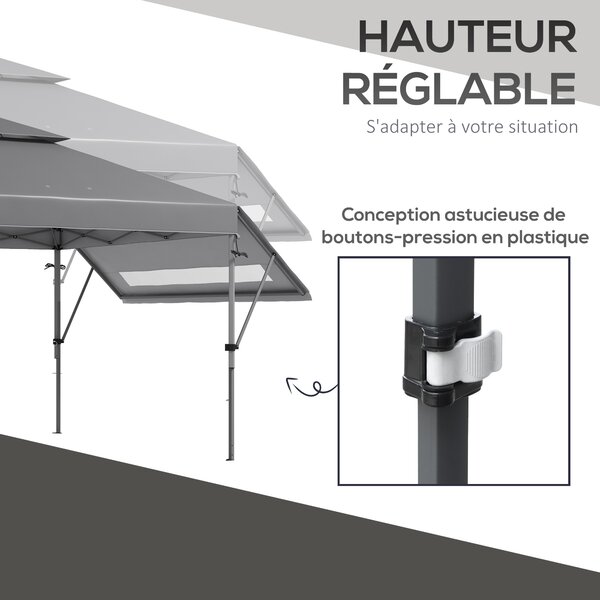 Outsunny Gazebo pop-up giardino Pieghevole 5 x 3 m, tessuto oxford con 2 pareti regolabili, sacca trasporto con ruote inclusa